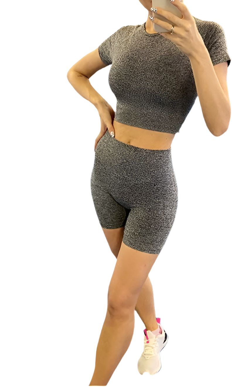 2 Piece Seamless High Waist Yoga/Running Short Set