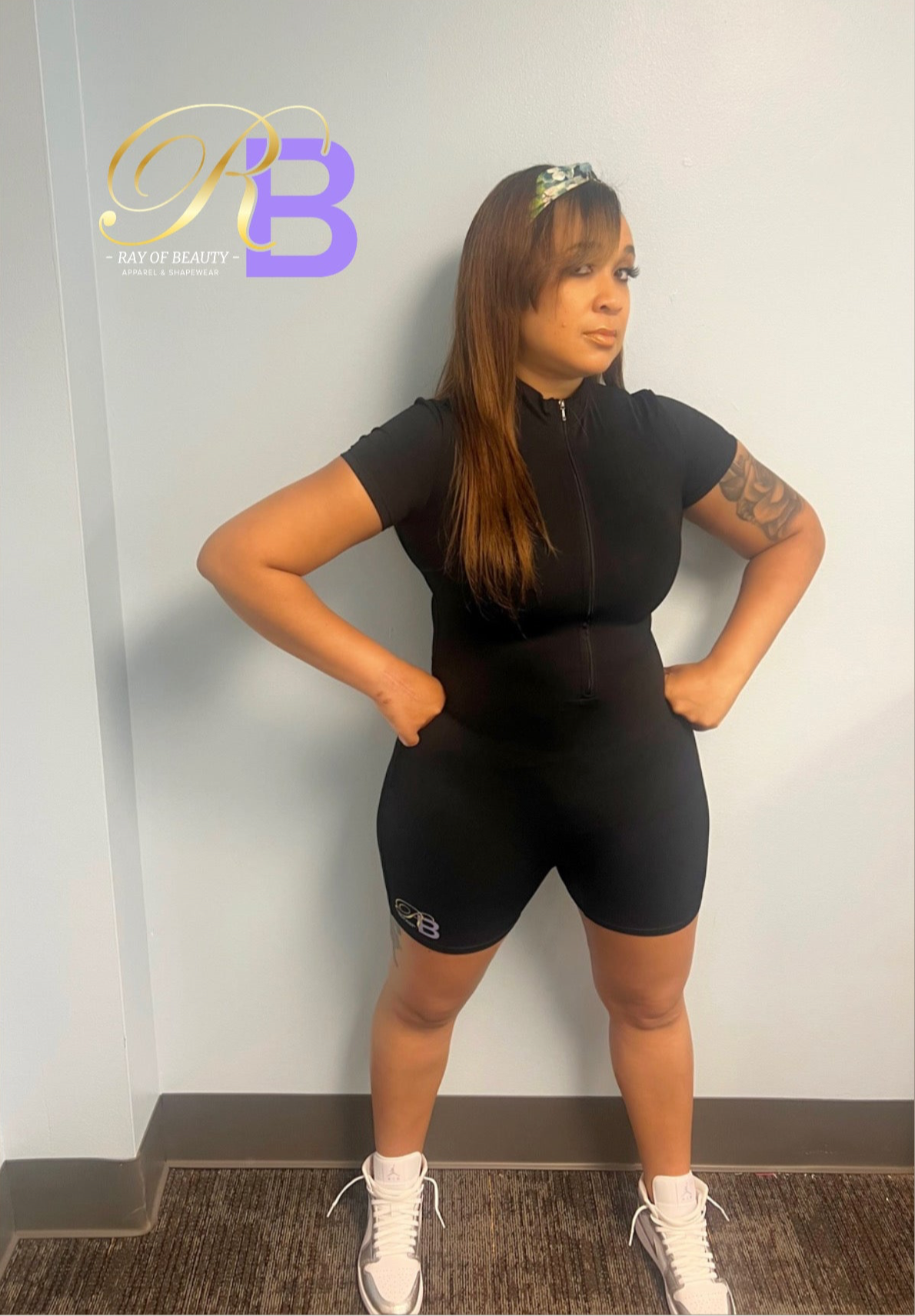 Ray of Beauty Short Sleeve Zip up Jumpsuit