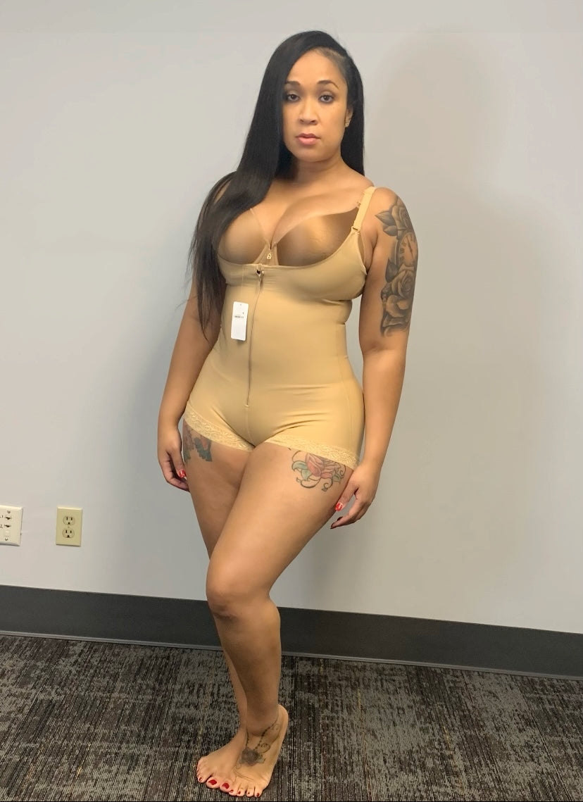 Firm Compression Boyshort Body Shaper with Butt Lifter-Front Hook