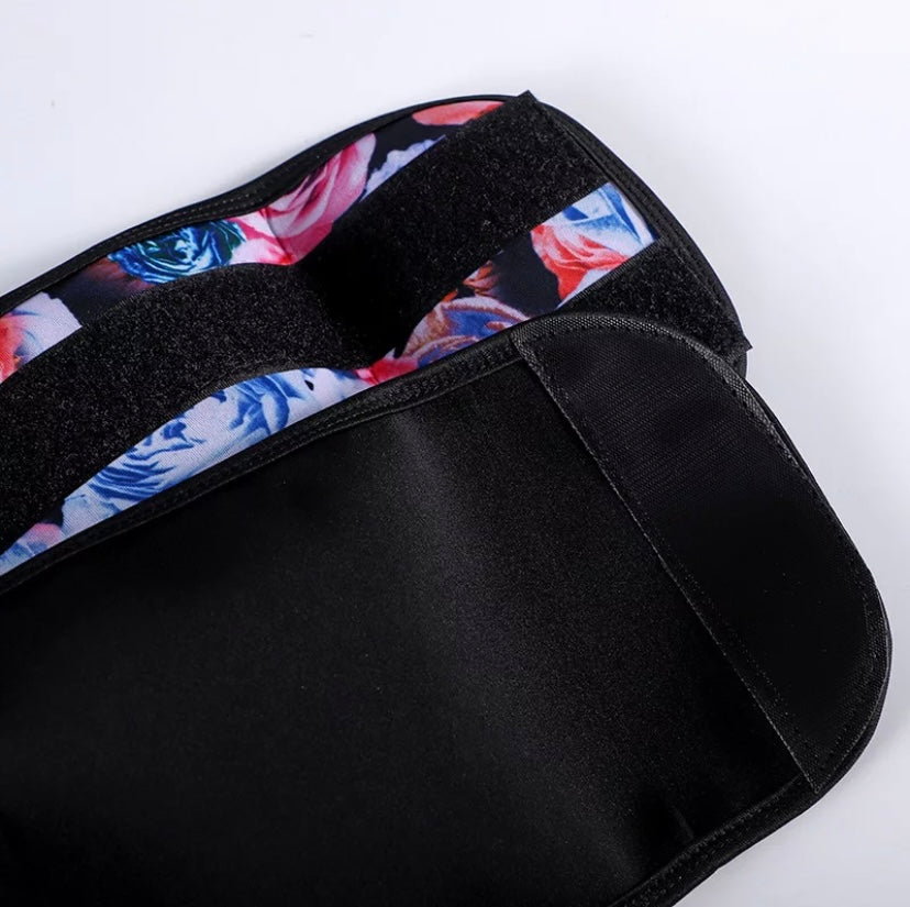Floral Waist Trainer with Double Strap & Adjustable Hook