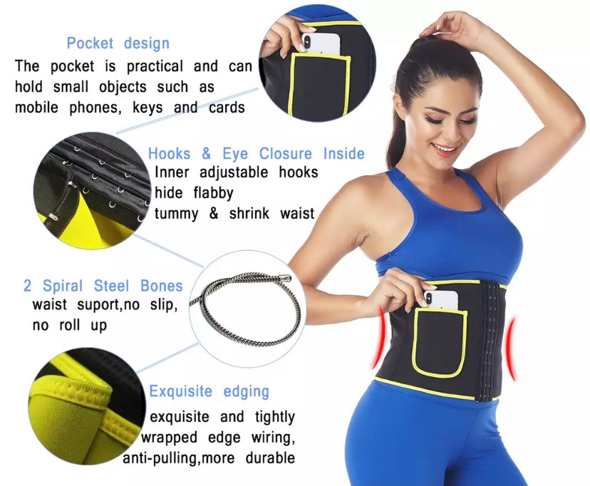 Ray of Beauty Waist Trainer Sweat Belt with Cell Phone Holder
