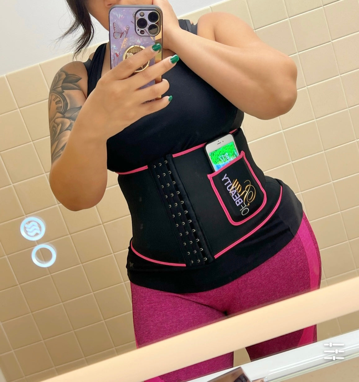 Ray of Beauty Waist Trainer Sweat Belt with Cell Phone Holder